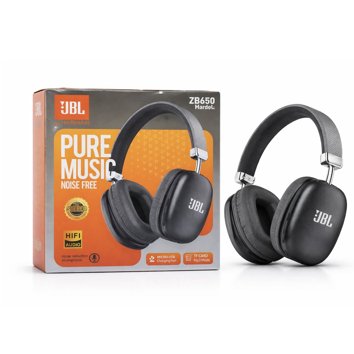 Casque sans fil JBL ZB650 noir avec son emballage
